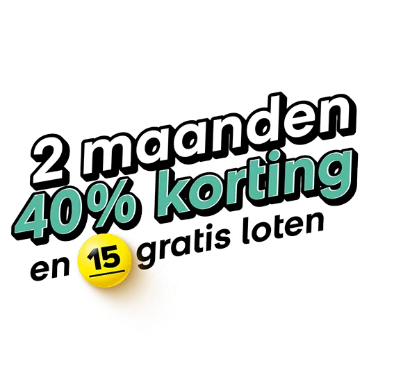 Advertentie voor 2 maanden 40% korting en 15 gratis Lotto-loten