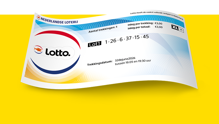 Afbeelding van een Lotto-lot met nummers 1, 26, 6, 37, 15, 45 en trekkingsdatum.